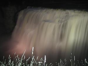 Falls Lit Up at Night