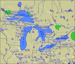 Waterfall Map of the Great Lakes