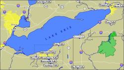 Waterfall Map of Lake Erie
